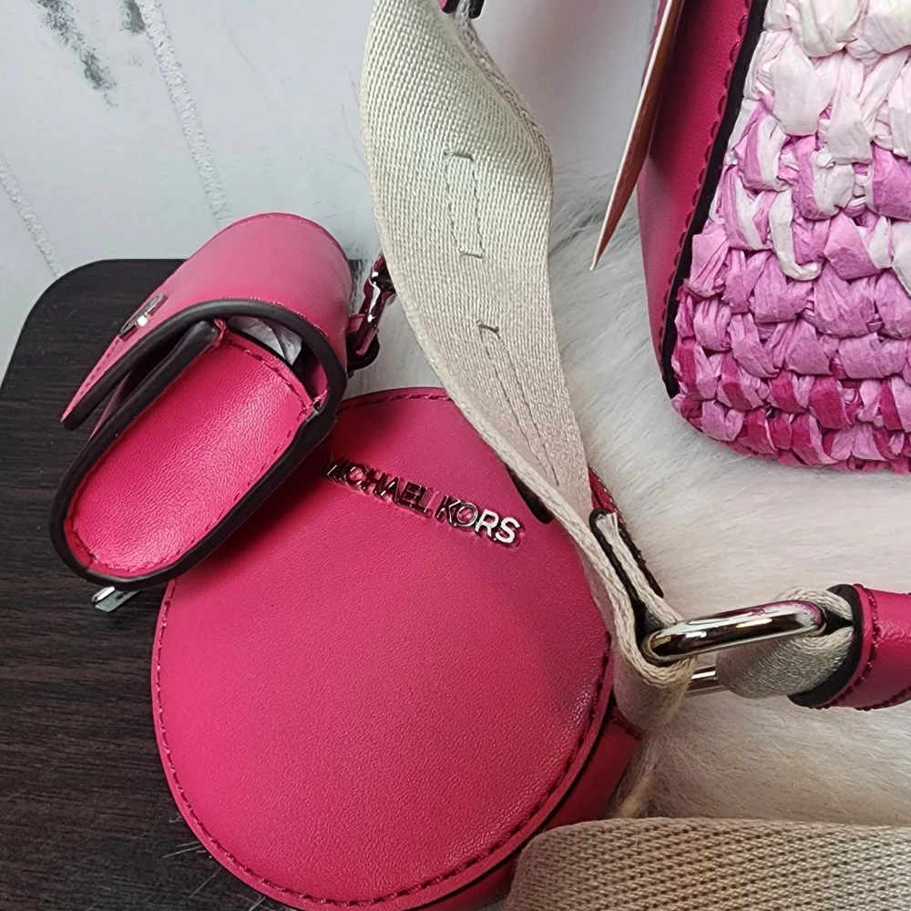 Michael Kors Jet Set Small Ombre Straw Crossbody Bag